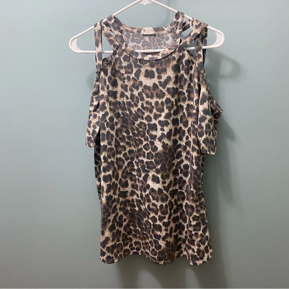 Bibi Cheetah cold shoulder shirt